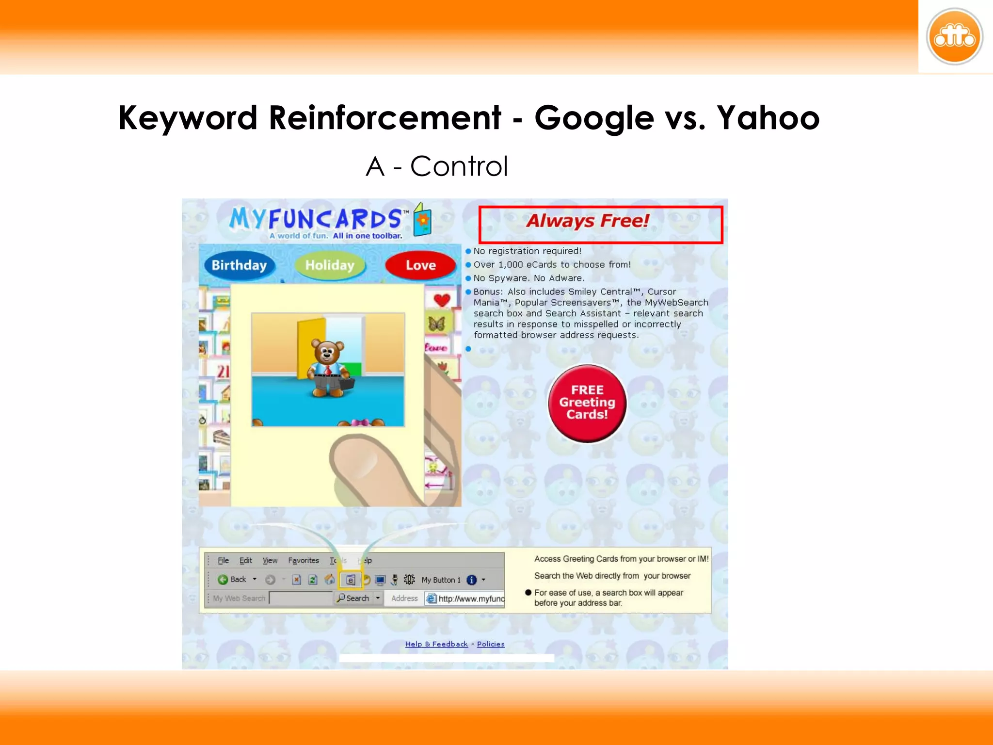 Keyword Reinforcement - Google vs. Yahoo A - Control 