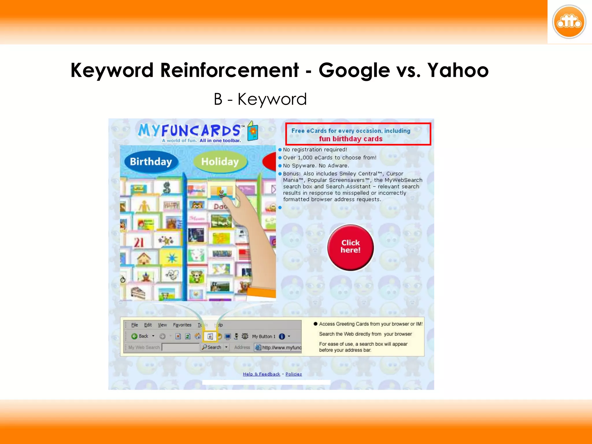 Keyword Reinforcement - Google vs. Yahoo B - Keyword 