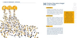 Outras Vias para chegar
a seu target
- Mala Direta:
Colocamos a sua disposição todo um leque de
possibilidades para fazer chegar seus serviços, produtos
e promoções diretamente a caixa de correios de seus
clientes potenciais, desde uma base de dados de
endereços postais totalmente normatizados e de acordo
com sua segmentação, até o serviço de impressão,
envelopagem , pacotes e envio aos Correios.
- Telemarketing:
Se seu objetivo é distribuir sua mensagem de una forma
rápida e eficaz, mediante um contato direto e pessoal,
obtendo uma resposta imediata e quantificável em um
instante, o telemarketing é a solução mais acertada.
Oferecemos uma base de dados de telefones (fixos y
celulares), com a segmentação que mais se adapte a
suas necessidades, para contactar de forma mais próxima
e pessoal com os usuários. Todos os telefones foram
normatizados para garantir a validade de todos os números,
incrementando assim os resultados de sua campanha.
- SMS:
A revolução mundial que nos trouxe as novas tecnologias, fez
com que as mensagens através dos telefones celulares seja
um dos meios publicitários mais potentes para chegar a seu
objetivo, com um custo por impacto bastante atrativo e um
feedback imediato. Na adSalsa dispomos de uma completa
base de dados de telefones celulares na qual os titulares
das linhas deram seu consentimento expresso para receber
informação sobre sua empresa, além de uma plataforma
para realizar o envio de suas campanhas.
3. CANAIS DE COMUNICAÇÃO - OUTRAS VIAS
adSalsa lhe oferece a
possibilidade de chegar
a seus clientes potenciais
através de diferentes canais
off-line de forma direta,
garantindo a máxima
qualidade e cumprindo
rigorosamente com a Lei de
Proteção de Dados. Para
isso lhe damos a opção de
utilizar nossa base de dados
para campanhas de Envio
Postal, SMS e Telemarketing.
 