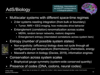 19 Nov 2022
Quantum Information
AdS/Biology
55
 Multiscalar systems with different space-time regimes
 2-tier systems ne...