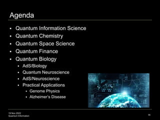 19 Nov 2022
Quantum Information 56
 Quantum Information Science
 Quantum Chemistry
 Quantum Space Science
 Quantum Fin...