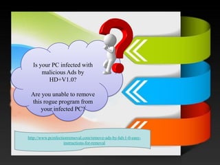Is your PC infected with malicious Ads by HD+V1.0? 
Are you unable to remove this rogue program from your infected PC? 
http://www.pcinfectionremoval.com/remove-ads-by-hdv1-0-easy- instructions-for-removal  