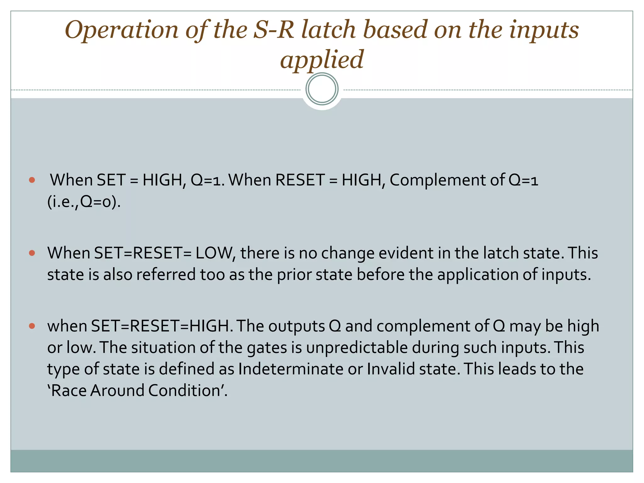 CLOCKED RESET DOMINANT SR-LATCH | PDF