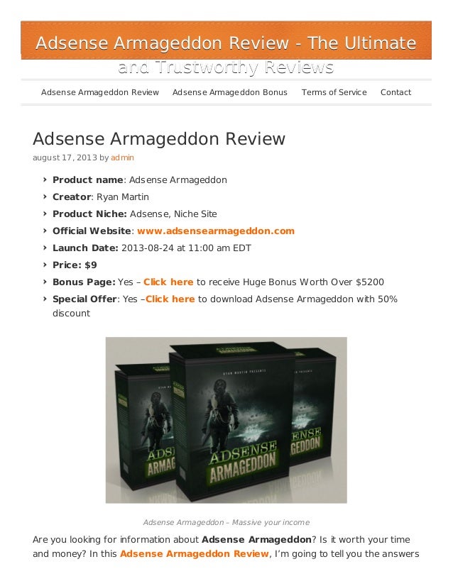 Adsense Armageddon Review Huge Bonus 5200
