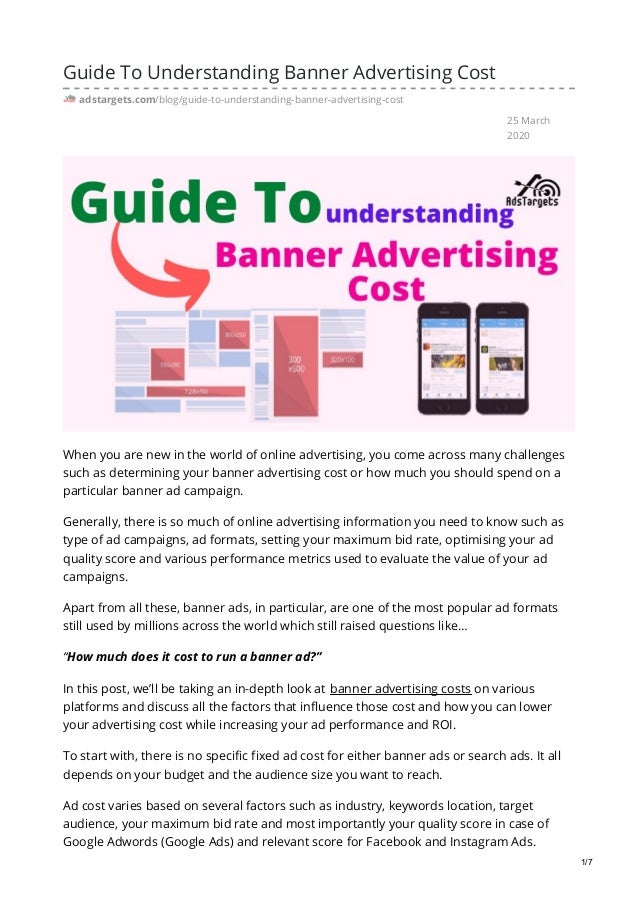 guide to understanding banner advertising cost