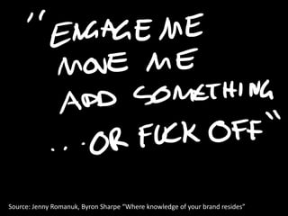 Source: Jenny Romanuk, Byron Sharpe “Where knowledge of your brand resides”
 