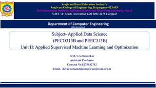 Applied Supervised Machine Learning and Optimization | PDF