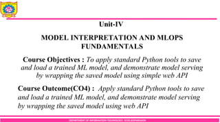 Model Persistence and MLOps Fundamentals in Applied Data Science | PDF
