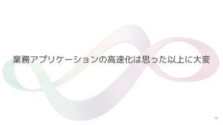 15
業務アプリケーションの高速化は思った以上に大変
 