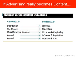 If Advertising really becomes Content....




                               Gerd Leonhard Media Futurist / The Futures Ag...