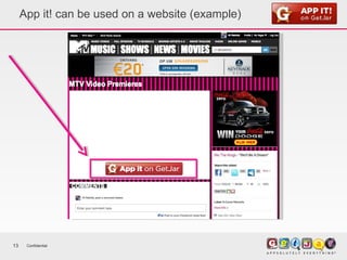 App it! can be used on a website (example) Confidential 