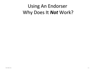 Using An Endorser
Why Does It Not Work?
01/04/16 11
 