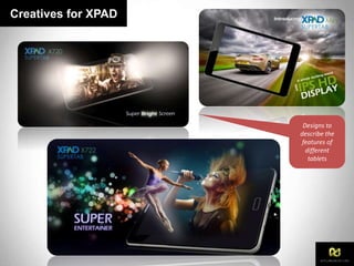 Creatives for XPAD
Designs to
describe the
features of
different
tablets
 