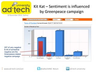 www.ad-tech.com/uni @adtechANZ #atuni ad:tech university
10 November 2010, Sydney
Kit Kat – Sentiment is influenced
by Gre...