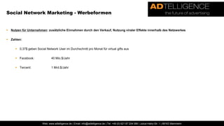 Jeder Teilbereich fordert eine eigene Strategie, die mit anderen Strategien des Unternehmens in Einklang gebracht werden muss Wichtig: Auswahl der Plattformen und die Abstimmung der Kampagneninhalte auf die selektierten PortaleSocial Media Marketing