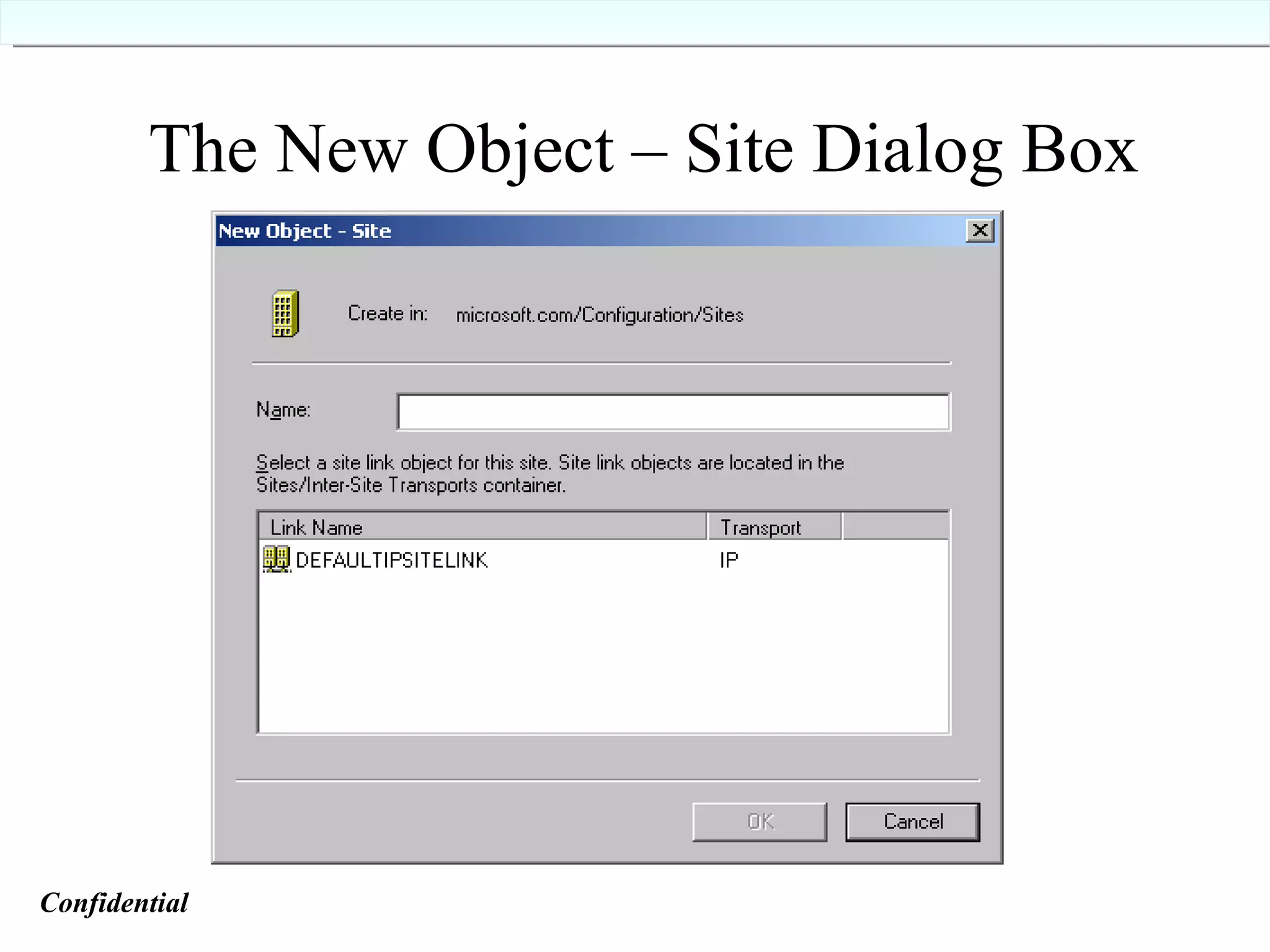 The New Object – Site Dialog Box Confidential   