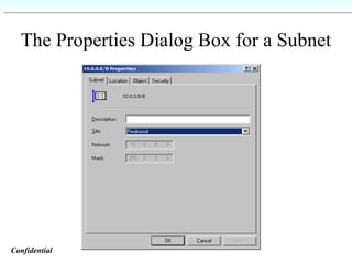 The Properties Dialog Box for a Subnet  Confidential   