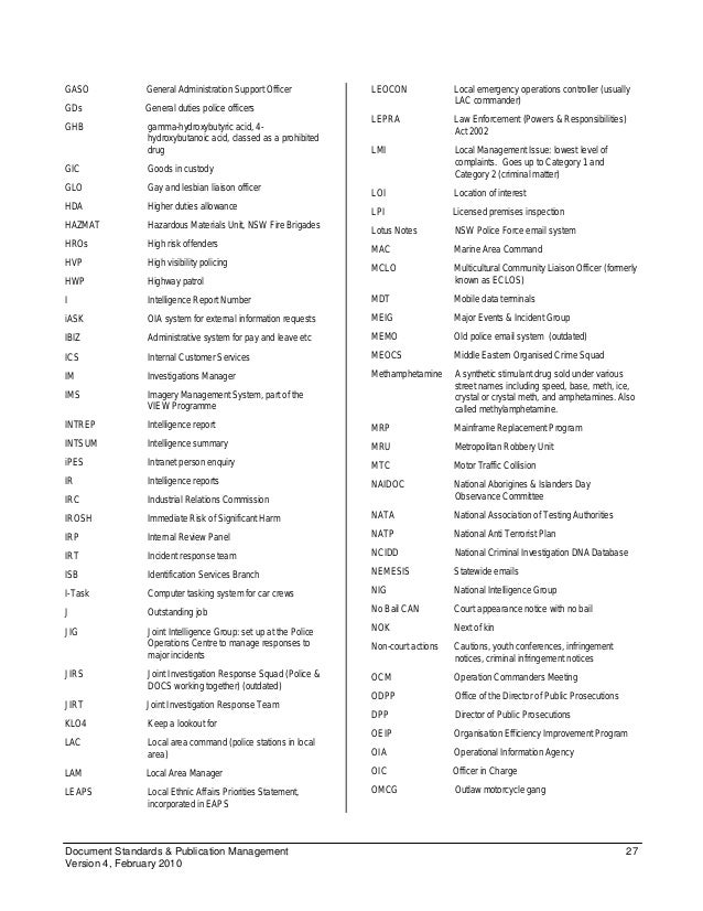 noi acronym in police noi acronym in police