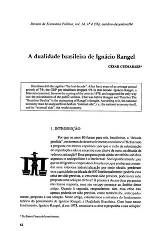 A dualidade brasileira de Ignácio Rangel