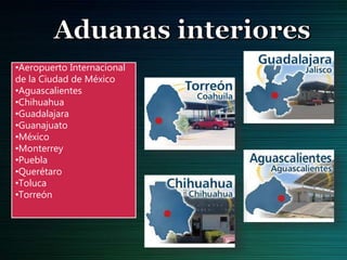 •Aeropuerto Internacional
de la Ciudad de México
•Aguascalientes
•Chihuahua
•Guadalajara
•Guanajuato
•México
•Monterrey
•Puebla
•Querétaro
•Toluca
•Torreón
 