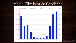 Média Climática de Capelinha
Fonte: climate-data.org
Dados de: 1982 a 2012.
 