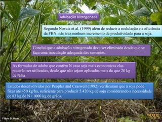 Adubação de AranqueTabela 5 Efeito da complementação da inoculação com doses iniciais de adubo nitrogenados no redimento de grãos da soja em dois locais. Enrollment in local colleges, 20051Fonte: Vargas et al. (1992). Cultivar Doko semeada em área de primeiro cultivo2Fonte: Hungria et al. (1997d) Bragg semeada em solo com população estabelecida de Bradyrhizobium.