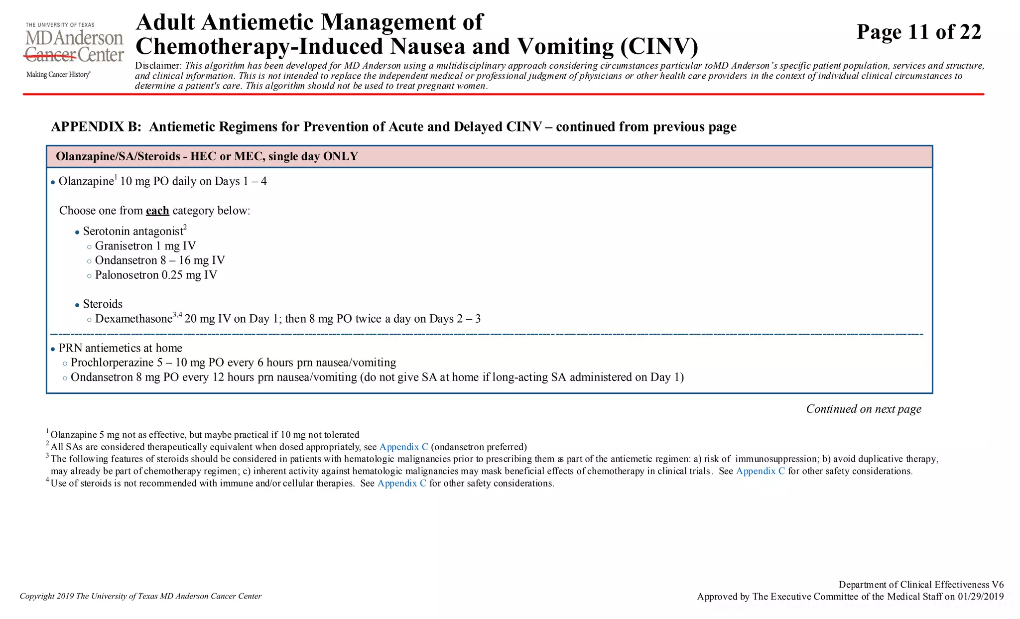 Adult antiemetic management of chemotherapy induced nausea and vomiting ...