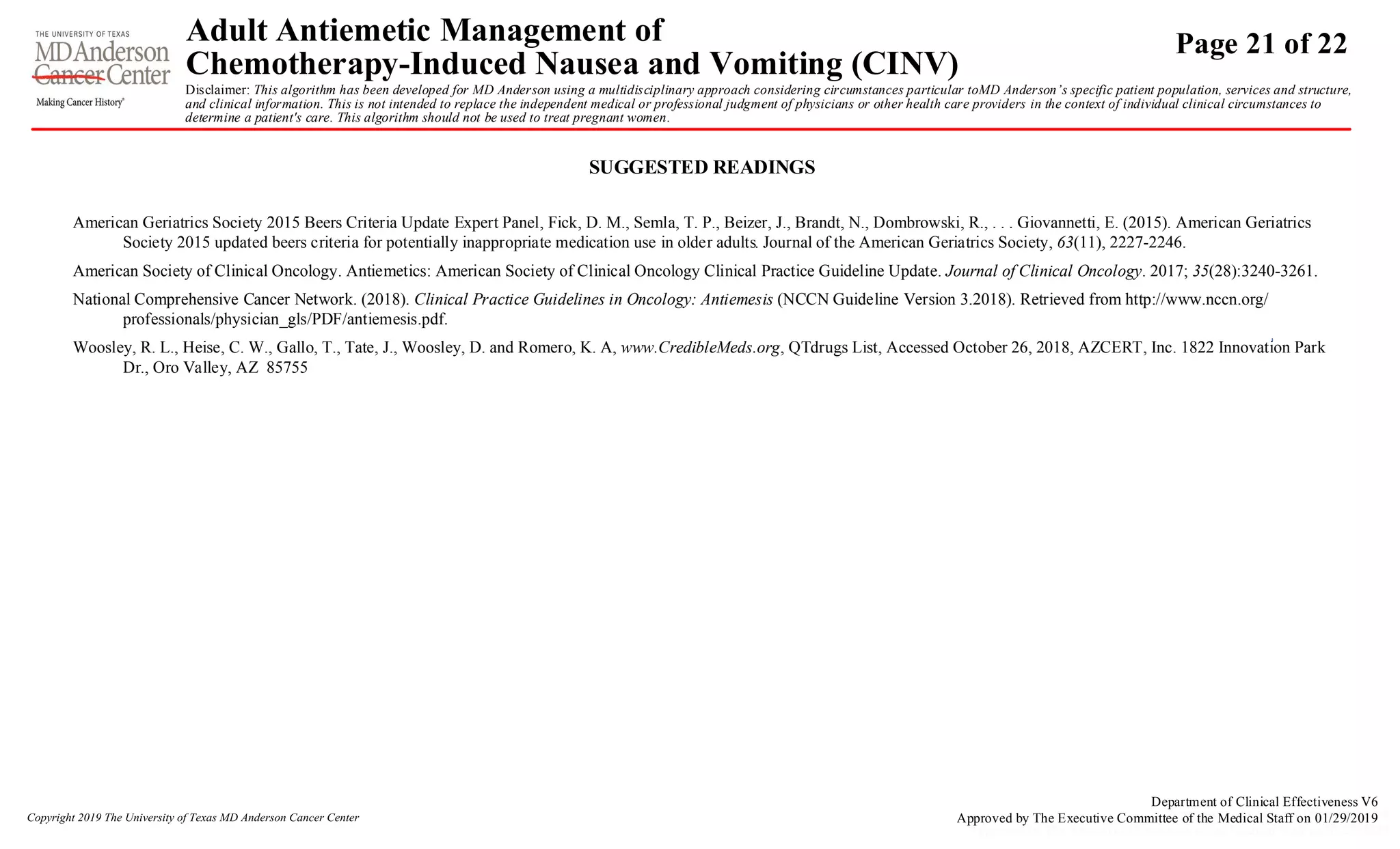 Adult antiemetic management of chemotherapy induced nausea and vomiting ...