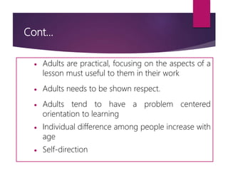 Adult education, distance education, assessment of learning needs | PPTX