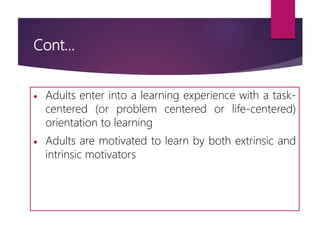 Adult education, distance education, assessment of learning needs | PPTX