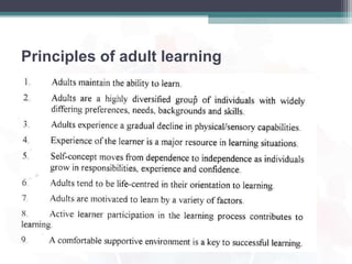 Principles of adult learning
 