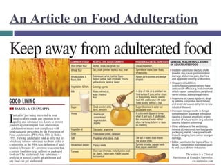 An Article on Food Adulteration

 