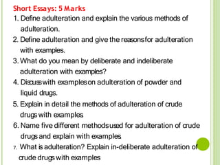 Cus Method Adulteration of crude drugs | PPTX