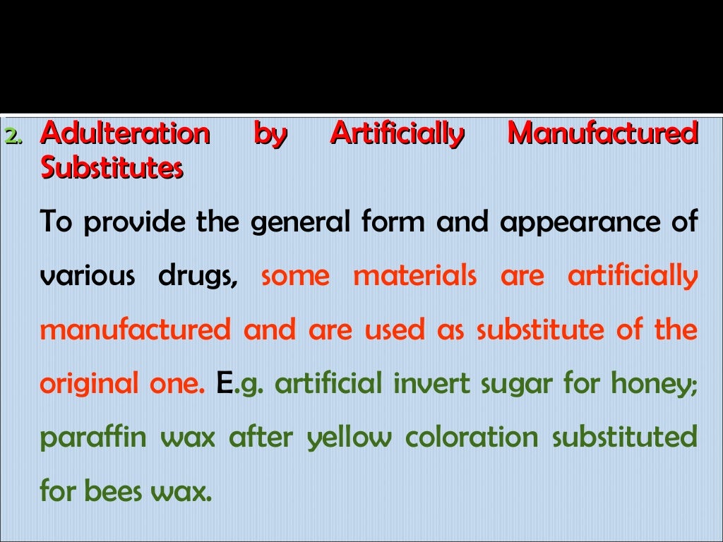 Adulteration of drugs