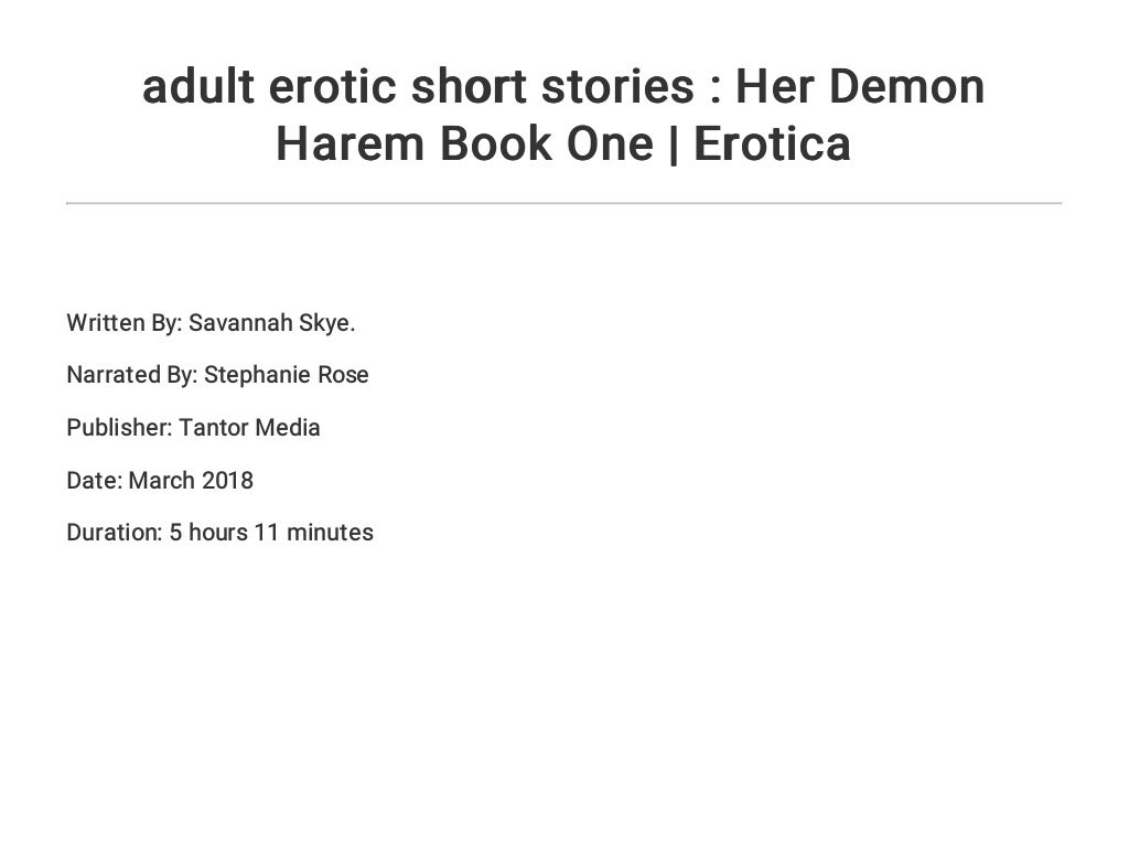 adult erotic short stories Her Demon Harem Book One
