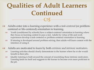 Adult learning theory | PPTX