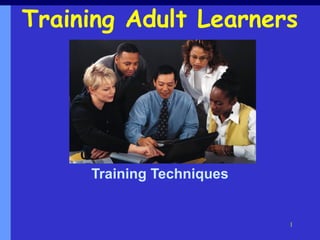 Training Adult Learners 
1 
Training Techniques 
 