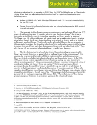 Adult Literacy A Review Of Implementation Experience | PDF