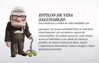 Es un término que se utiliza para denominar
un proceso similar al de la adolescencia
durante la mediana edad. El mismo se
caracteriza por un nuevo esfuerzo de
búsqueda de una nueva identidad.
ESTILOS DE VIDA
SALUDABLES
Las conductas o estilos de vida saludable son:
ejercicio: La escasa actividad física se relaciona
estrechamente con un número mayor de
enfermedades. El realizar ejercicio, como trotar;
acerca al individuo a un estado de valencia
positiva, de mayor resistencia física, mayor
competencia psicomotora, mayor energía y mejor
apariencia personal.
 