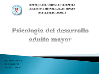 Ing. Angel Saldivia
C.I: 18.883.165
Sección 01 VDLP
REPÚBLICA BOLIVARIANA DE VENEZUELA
UNIVERSIDAD BICENTENARIA DE ARAGUA
ESCUELA DE PSICOLOGÍA
 