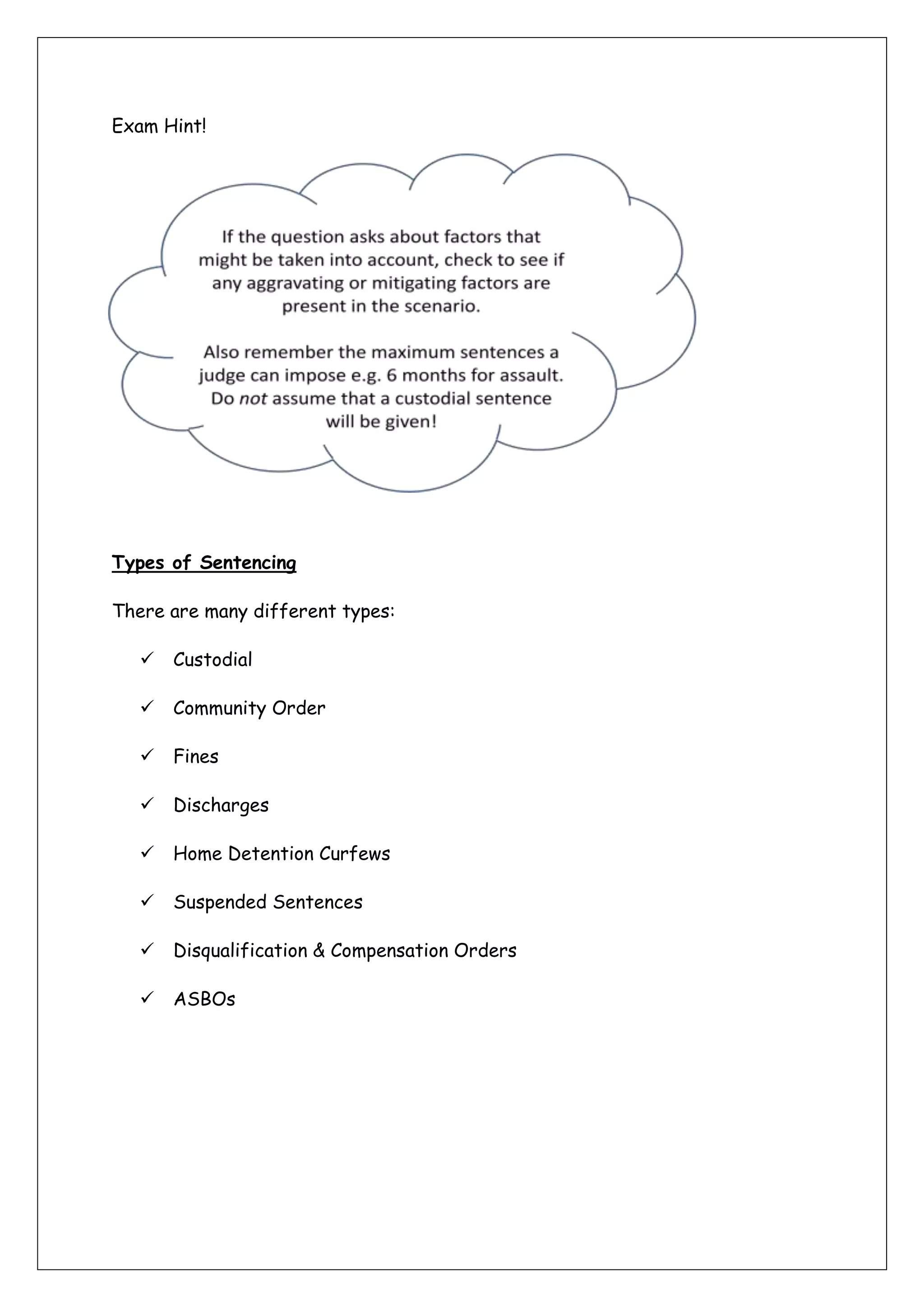 Adult sentencing worksheet PDF