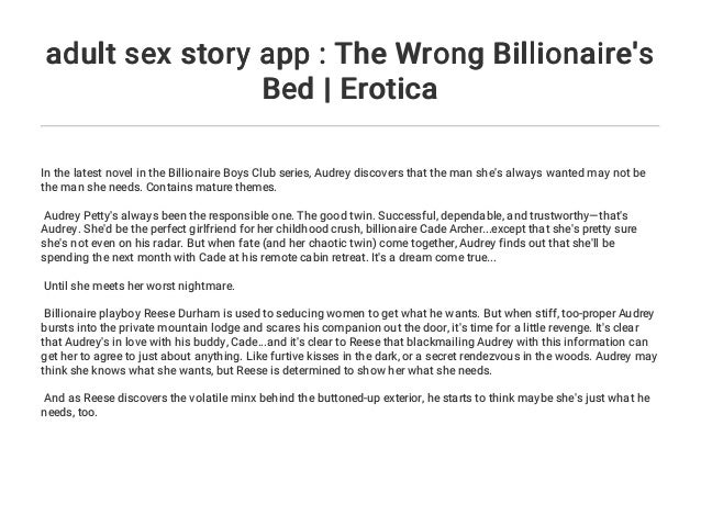 Adult Sex Story App The Wrong Billionaire S Bed Erotica