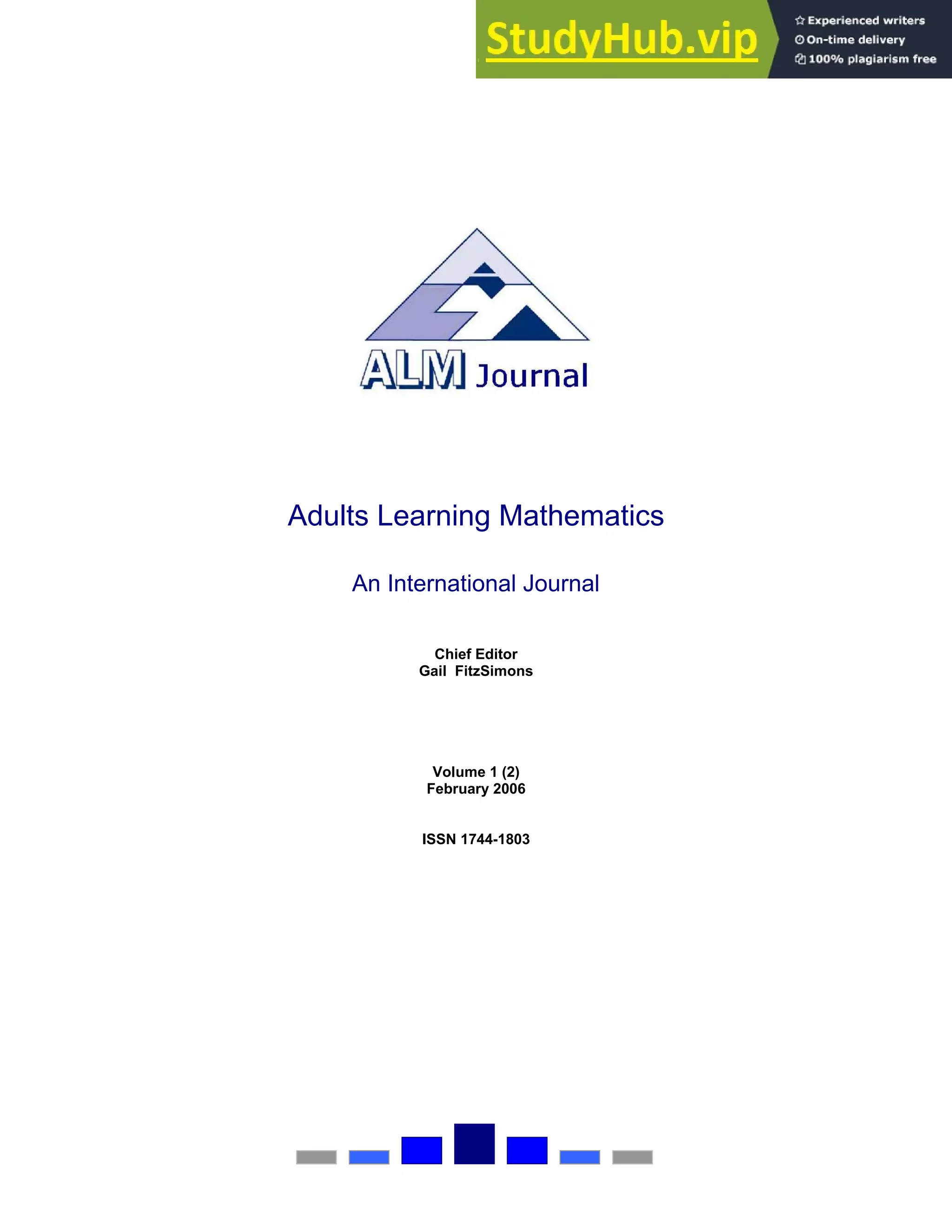 Adults Learning Mathematics PDF Adults learning mathematics pdf