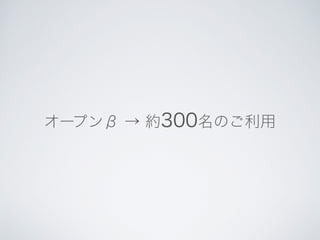 オープンβ → 約300名のご利用
 