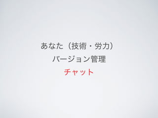 あなた（技術・労力）
バージョン管理 
チャット
 
