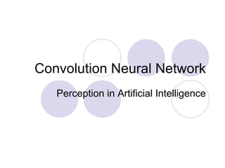 Convolution Neural Network
Perception in Artificial Intelligence
 