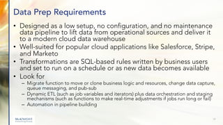 Data Prep Requirements
• Designed as a low setup, no configuration, and no maintenance
data pipeline to lift data from ope...