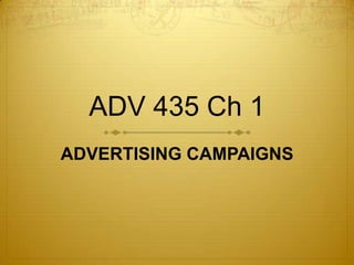 ADV 435 Ch 1 ADVERTISING CAMPAIGNS 