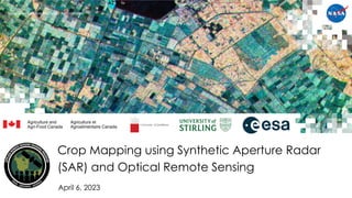 National Aeronautics and Space Administration
April 6, 2023
Crop Mapping using Synthetic Aperture Radar
(SAR) and Optical Remote Sensing
 