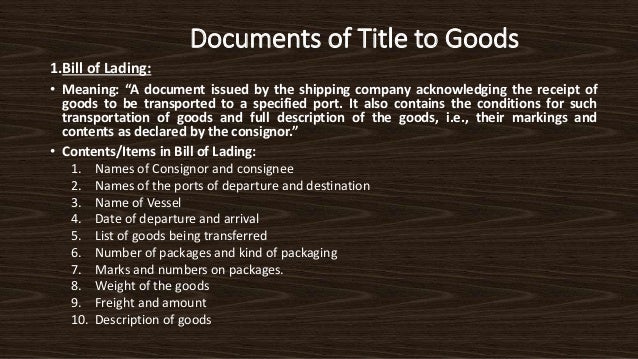 What is a bill of lading and what is its purpose